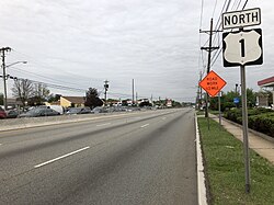 US 1 northbound past CR 529 in Edison Township