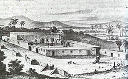 The Misión de Nuestra Señora de Loreto Conchó in the 18th century, the first permanent Jesuit mission in Baja California, established by Juan María de Salvatierra in 1697