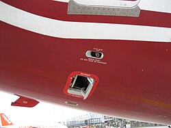 Outflow and pressure relief valve on a Boeing 737-800