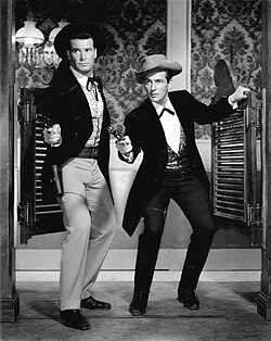 James Garner and Jack Kelly as Bret and Bart Maverick in Maverick, 1959