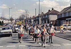 A Scout St George's Day Parade in Bristol, 1986.