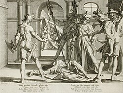 Willem Swanenburgh, after Joachim Anthonisz Wtewael, Beheading of the Roman Judge Papinian, 1606