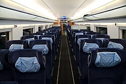 The refurbished 2nd class interior of an ICE 3 trainset