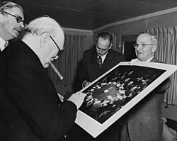 Churchill with Anthony Eden, Dean Acheson and Harry Truman, 5 January 1952