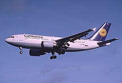An Airbus A310 taking off from London Heathrow airport.
