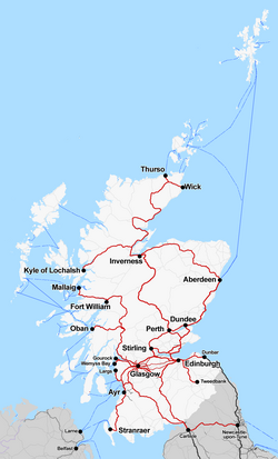 Map of railways in Scotland