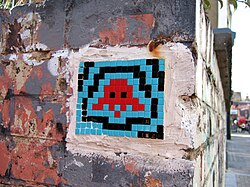 A work by Invader in Emaux de Briare.