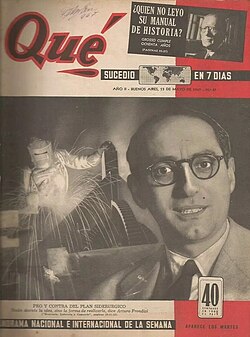 Arturo Frondizi on cover of Qué!, May 1947.