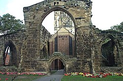 The new church within the old. After All Saints' Church was damaged during the civil war; a new one was built within