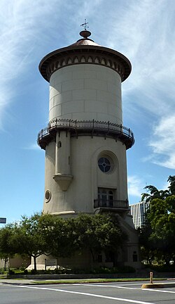 The Old Fresno Water Tower, built in 1894 and designed by George W. Maher, is one of Fresno's oldest landmarks.