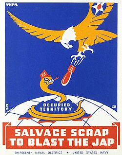 An American propaganda poster – "Salvage scrap to blast the Jap"