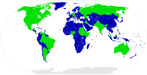 De jure map of the world Unitary states