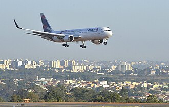 LATAM Brasil aircraft with the Rio 2016 Olympic Torch arriving in Brazil