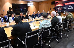 Booker with Israeli defense minister Yoav Galant in Israel, October 22, 2023