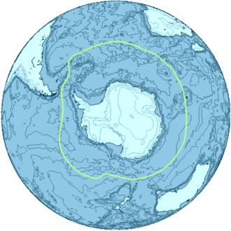 The Antarctic region and its boundary, the Antarctic Convergence