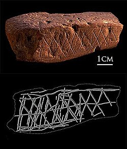 Possible rock art, Blombos cave.
