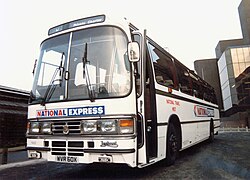 Duple Dominant bodied Leyland Tiger in Liverpool in 1982 in the original livery