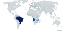 Portuguese Language Map – World Geographical Distribution Native/Mother language of the majority of the population – > 50% Official and administrative language, but minority native language – < 50% Cultural or secondary language - not official but spoken as a secondary native language - uruguayan portuguese - bayano, fronteiriço or riverense Cultural or secondary language - not official but spoken as a minority native or second language Galician is an official language – seen by some organizations as the same language as Portuguese