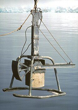 Box corer for extracting soil samples from the seabed.