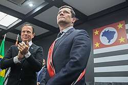 Former São Paulo governor João Doria and then Minister of Justice Sergio Moro during the award ceremony for the Order of Ipiranga.