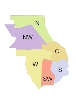 Diagram of the Municipal Districts of Rosario.
