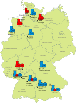 Eight German nuclear power reactors (Biblis A and B, Brunsbuettel, Isar 1, Kruemmel, Neckarwestheim 1, Philippsburg 1 and Unterweser) were permanently shut down on 6 August 2011, following the Japanese Fukushima nuclear disaster.[56]