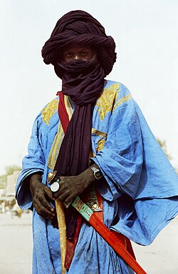 A Tuareg from a southern clan in typical clothing in Timbuktu, Mali