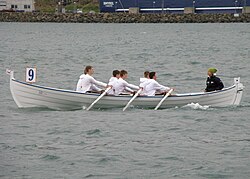 A boat race at the Jóansøka Festival in Tvøroyri in June 2011.