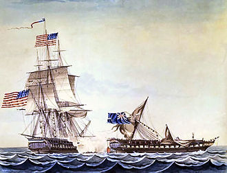 USS Constitution engaging HMS Java