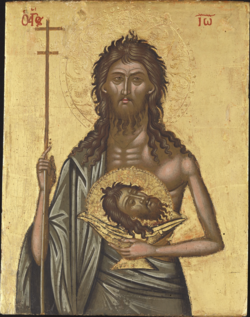 Eastern Orthodox icon of St. John the Baptist, painted by Emmanuel Tzanes in the 17th century