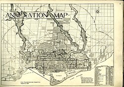 Map and timeline of Toronto annexation history[9]
