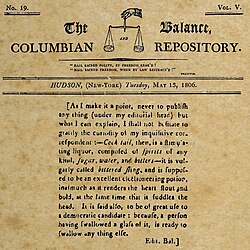 The first known definition of a cocktail, by Harry Croswell