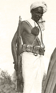Dubat from Italian Somalia with rifle, futa and lanyard, 1938