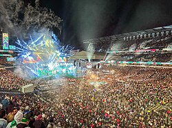 WrestleMania, WWE's longest-running and biggest pay-per-view and livestreaming supercard which has been held annually since 1985 (40th edition pictured)