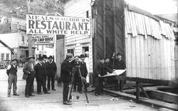 Discrimination in a restaurant in Juneau, Alaska, in 1908: "All White Help."