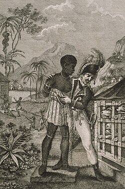 A French officer feeding a Black woman to a Dogo Cubano during the Saint-Domingue expedition
