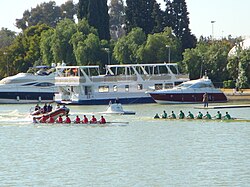 The 2009 rowing regatta between Sevilla and Real Betis in the Guadalquivir