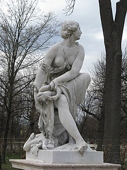 Statue of Eurydice at Schönbrunn Palace; note the snake biting her foot