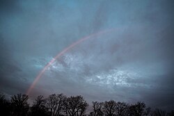 Monochrome sleetbow captured during the early morning on 7 January 2016 in Valparaiso, Indiana