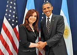 Fernández de Kirchner and US President Barack Obama in 2011