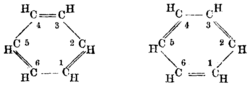 Kekulé structure of benzene with alternating double bonds