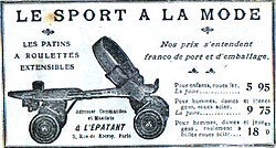 An advert for an early 20th-century model which fitted over ordinary shoes