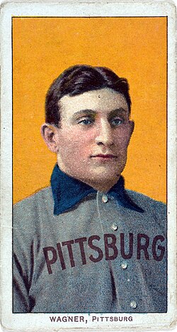 The American Tobacco Company's line of baseball cards featured shortstop Honus Wagner of the Pittsburgh Pirates from 1909 to 1911. In 2007, the card shown here sold for $2.8 million.[236]