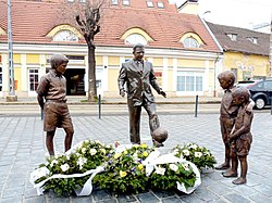 Statue of Ferenc Puskás in Budapest inspired by a photograph taken in Madrid in which the legendary player was teaching an ad hoc course in keepie uppie to street children