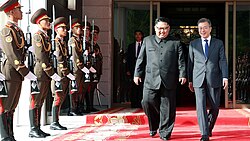 Kim and Moon at the May 2018 Summit on the North Korean side of Panmunjom