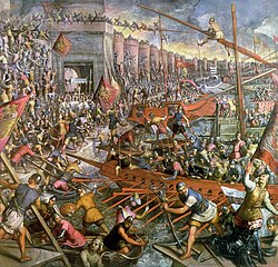 The Capture of Constantinople in 1204, 1580 oil painting by Tintoretto.