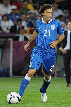 Deep-lying playmaker Andrea Pirlo playing for Italy against England in the quarter-finals of Euro 2012