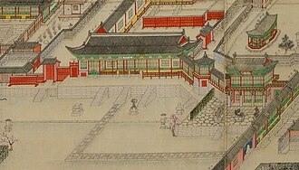 Junghuidang (center), as depicted in Donggwoldo (c. 1826 – c. 1830)