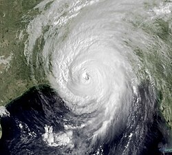 Hurricane Katrina making landfall at the Louisiana-Mississippi border