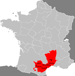 The gouvernement of Languedoc (including Gévaudan, Velay, and Vivarais) among the former gouvernements of France.